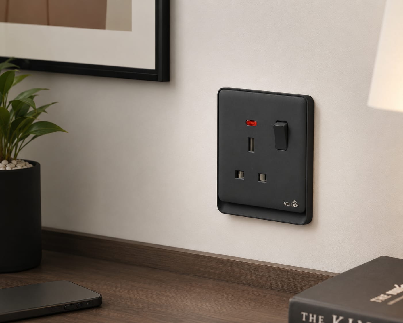 13A single socket with neon-BLACK, GOLD & WHITE