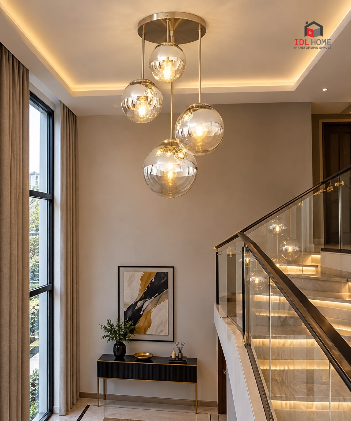 4-light globe cluster chandelier