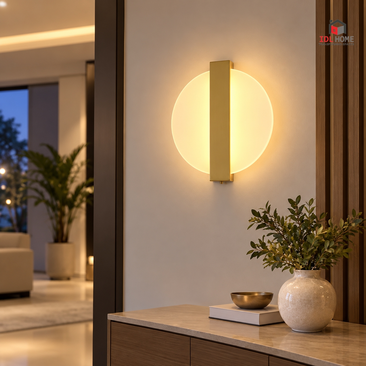 Round glass disc LED wall sconce