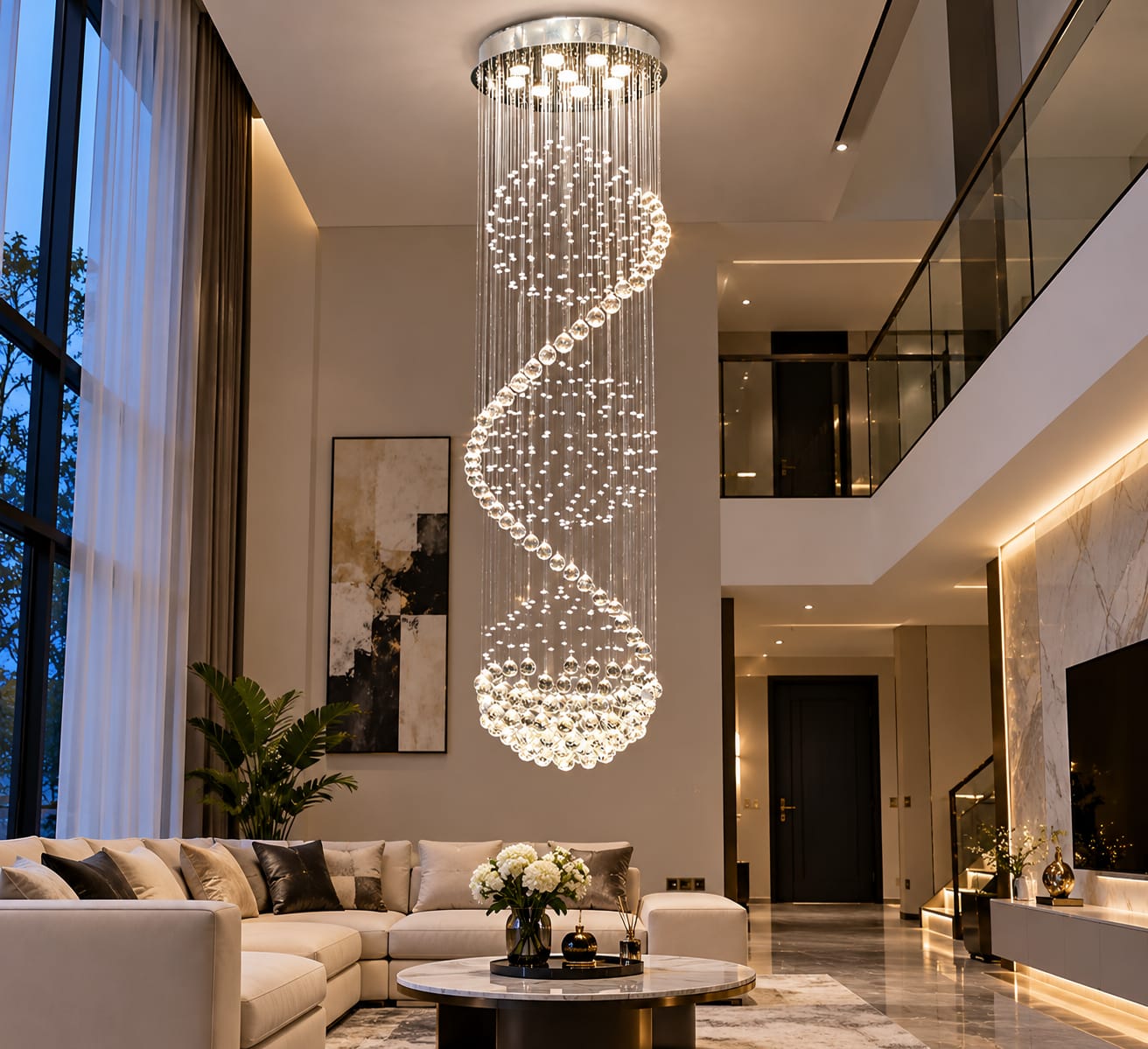 Spiral raindrop K9 crystal chandelier