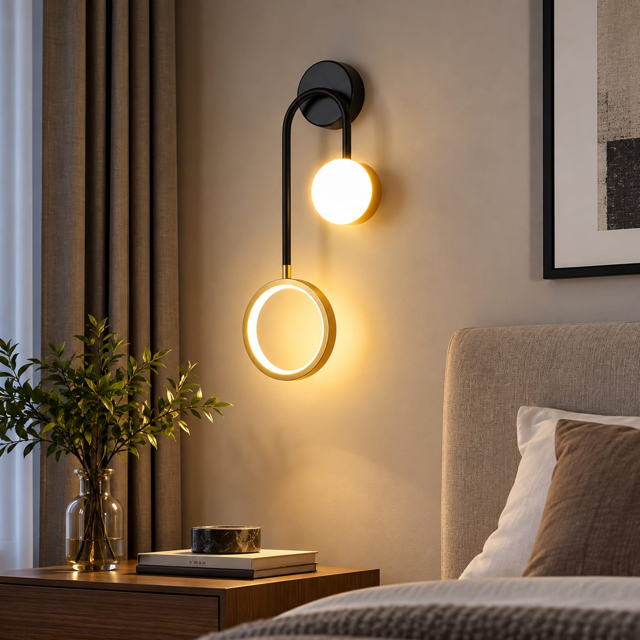 Matte black dual light wall sconce