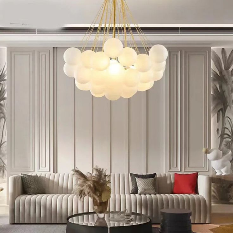 Modern Frosted Glass Globe Bubble Chandelier (GOLD)