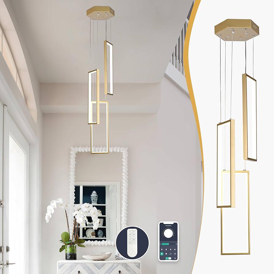 3 Rings Rectangle  Staircase Chandelier